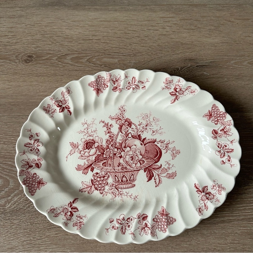 Vintage Bountiful Myott Son Co. Made In England Oval Floral Plate Dish